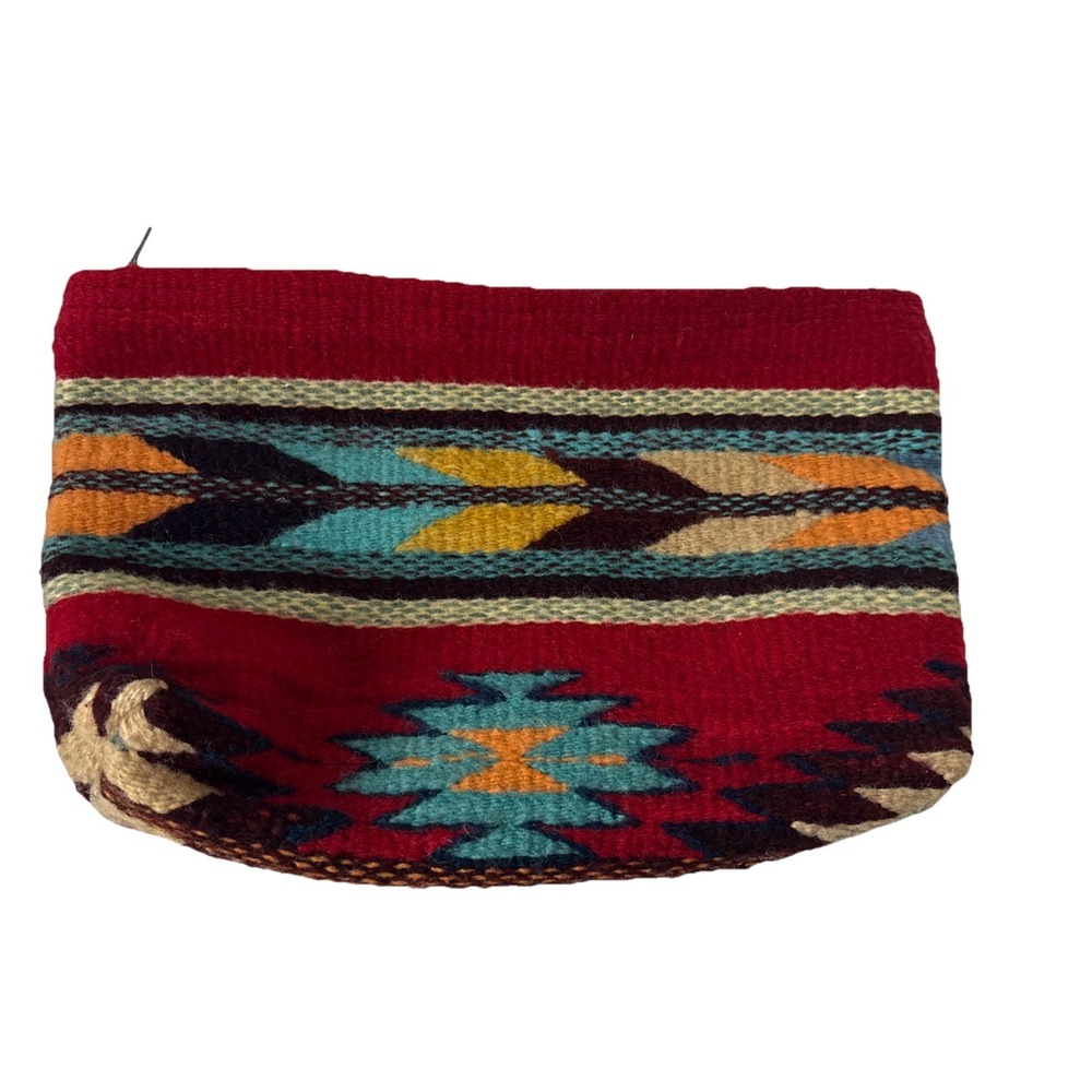 Manos Zapotecas 100% Wool Makeup Bag/ Clutch aztec southwestern print Mexico
